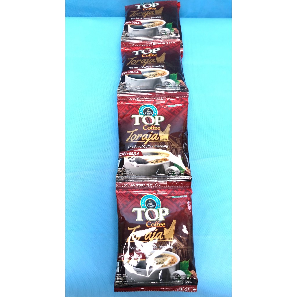 KOPI BUBUK INSTAN TOP COFFEE TORAJA 25G / 1 Renceng Isi 12 Sachet