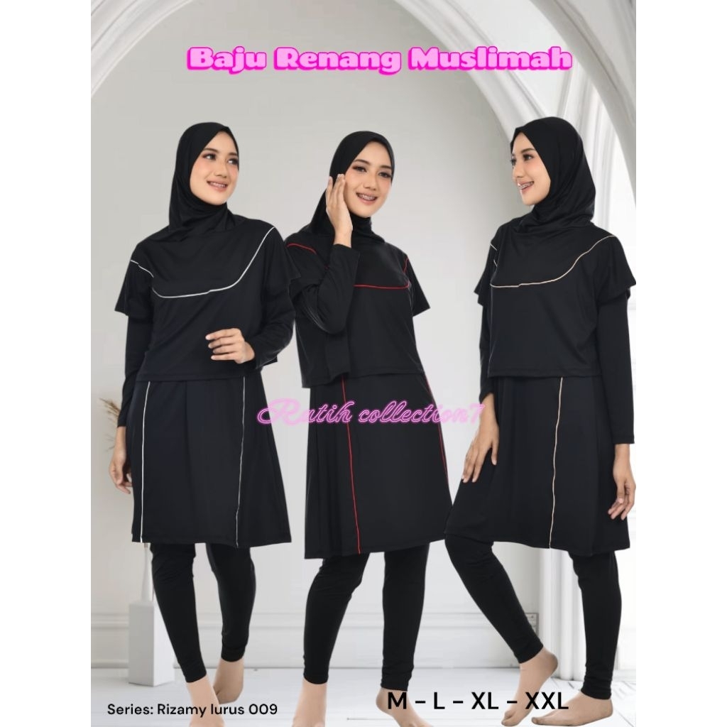 Baju Renang Muslimah dewasa Syar'i jumbo premium hijab panjang baju renang muslimah pakaian olahraga
