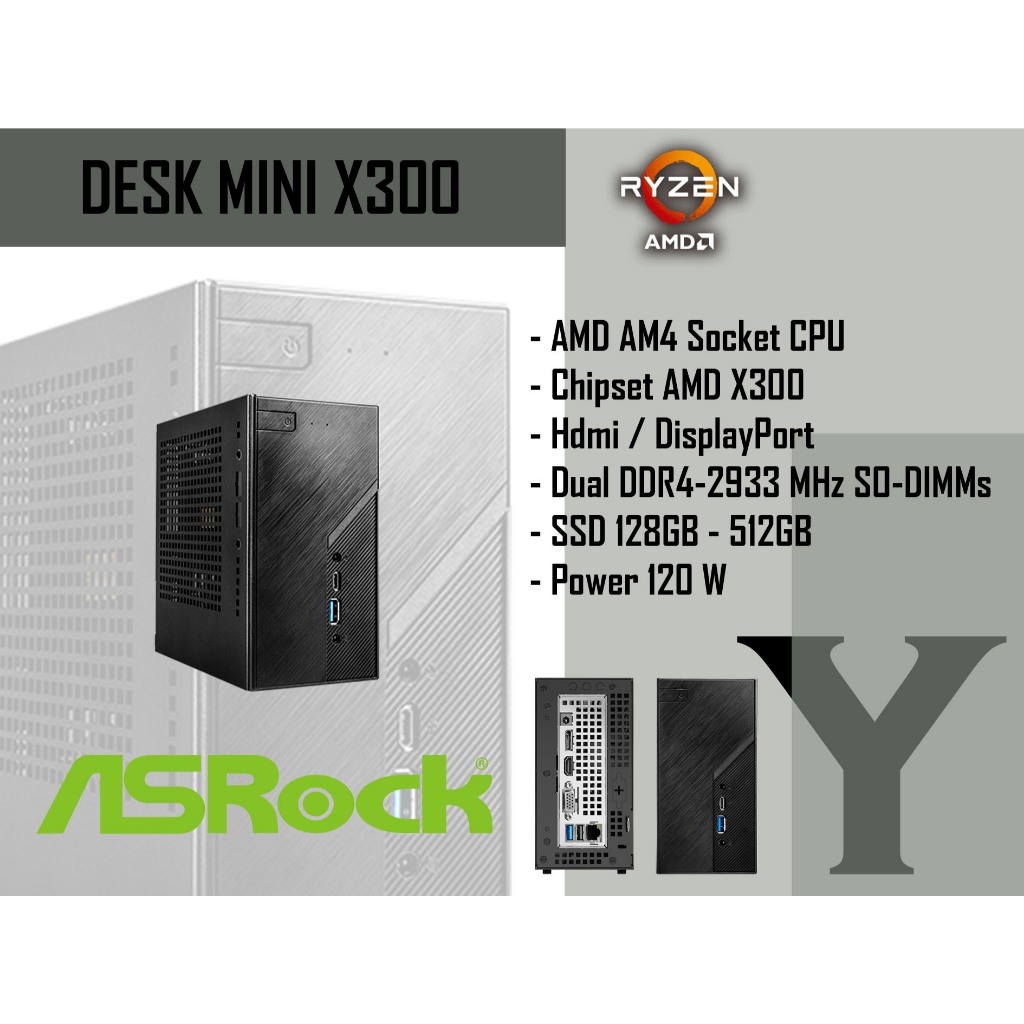 ASROCK DeskMini X300 Series I PC MINI DDR4 AMD RYZEN 3 - 3200G