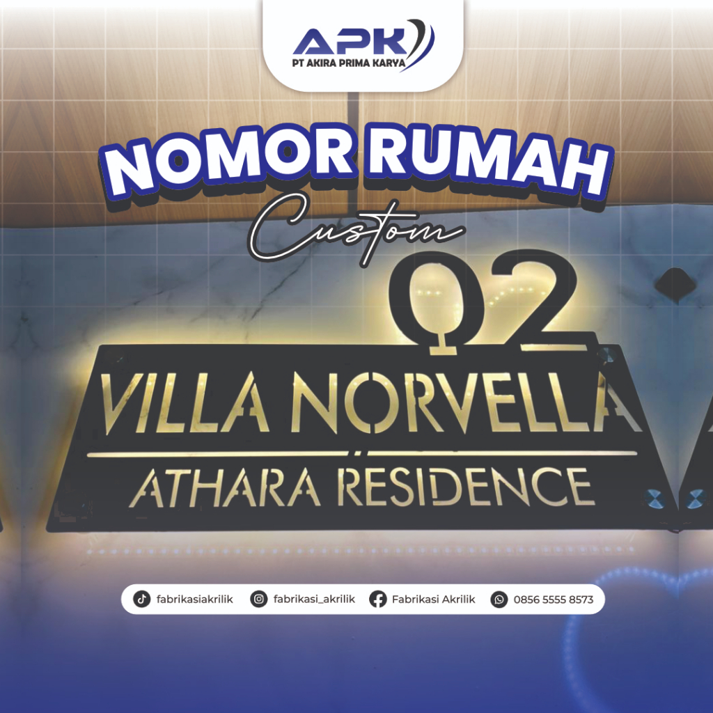 Nomor Rumah Plat Besi & Lampu Led