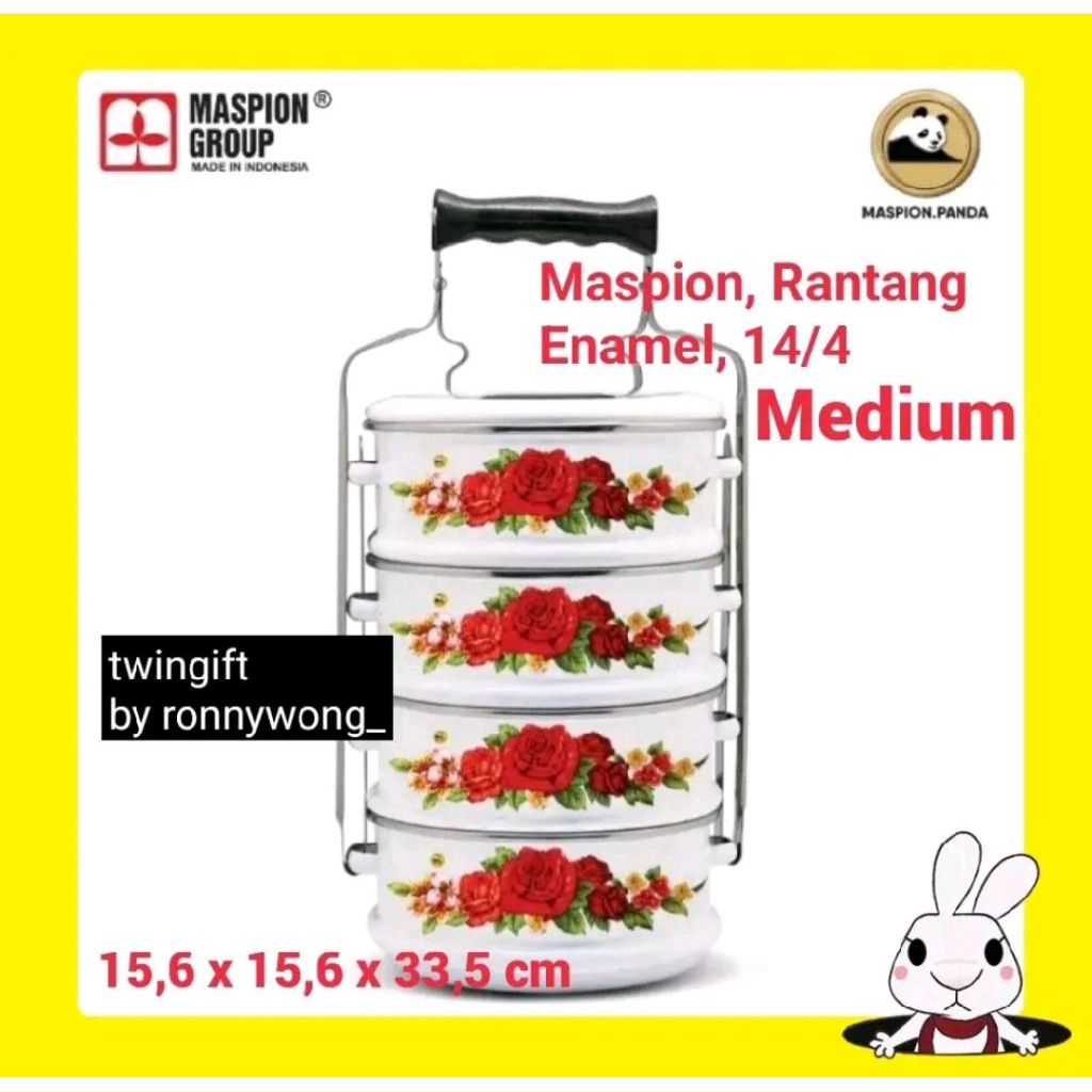 Rantang Enamel, Maspion, susun 4, ukuran besar(large), 16 cm