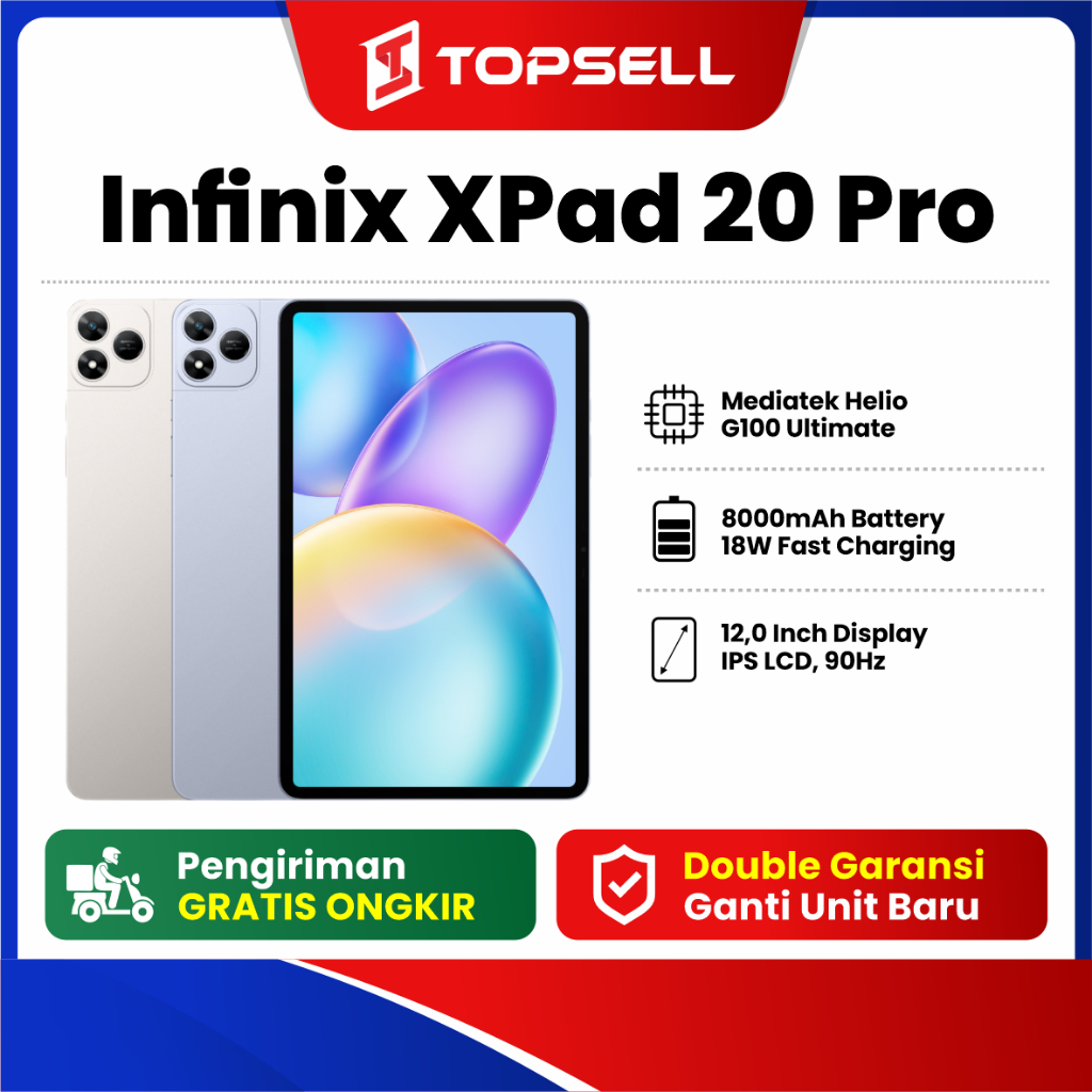 Infinix XPAD 20 Pro 8/128GB - Mediatek G100 Ultimate - 12" 2K 90Hz - 8000 mAh - 4G LTE Garansi Resmi