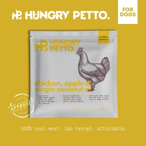 Hungry Petto Chicken Apple Virgin Coconut Oil Raw Dog Food - Wild Like That Series - Makanan Anjing