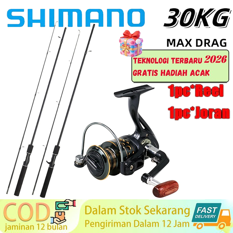 SHIMANO satu set reel Pancing Reel Pancing Murah Kuat Power 1.65M/1.8M/2.1M Joran Pancing Set Reel P