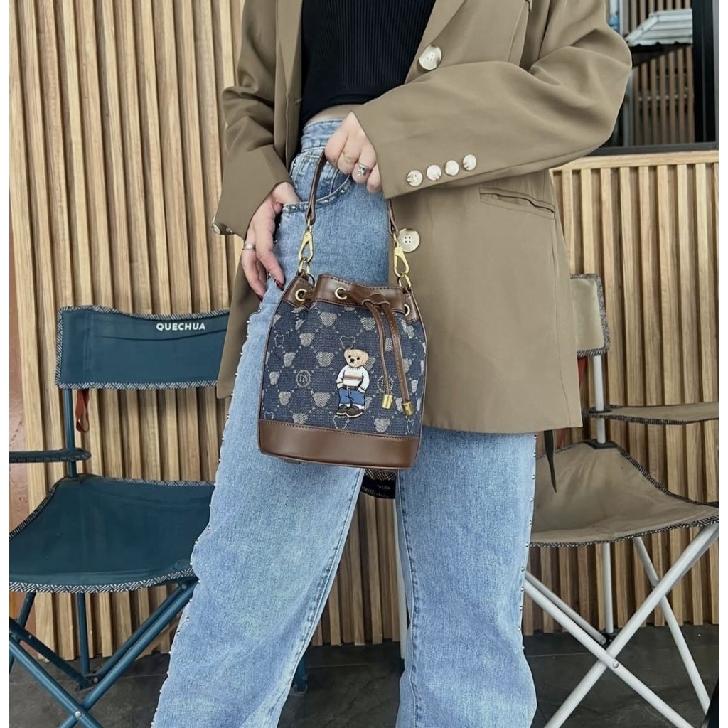 Ttwn guoo bear original Gu1452 sling women - tas serut terbaru - tas ttwn bear original - bucket bag