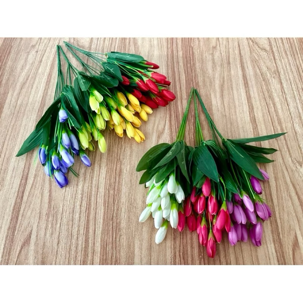Geline - Bunga Tulip Mini Bunga Hias Artifisial Plastik