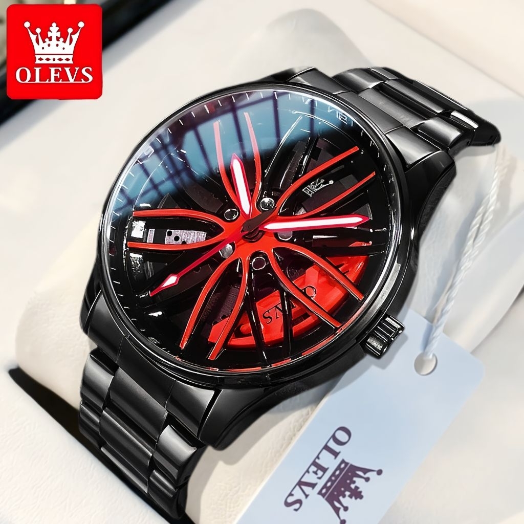 OLEVS Jam Tangan Pria Anti Air Original Stainless Steel Sport Fashion Rotating Cool Men Watch 9937