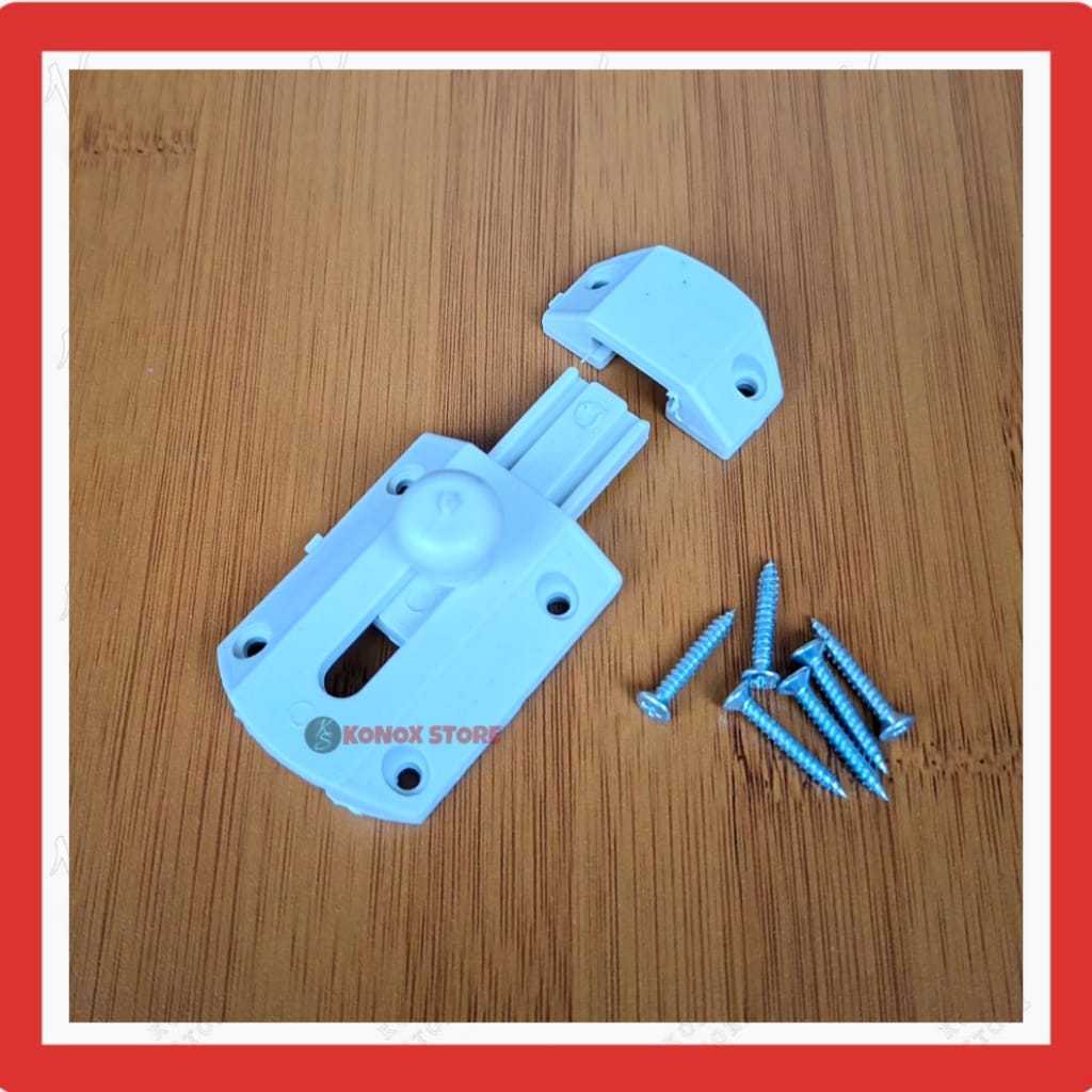 Grendel Slot PVC Murah / Grendel Pintu Plastik Kamar Mandi / Grendel Pintu PVC Slot Kamar Mandi