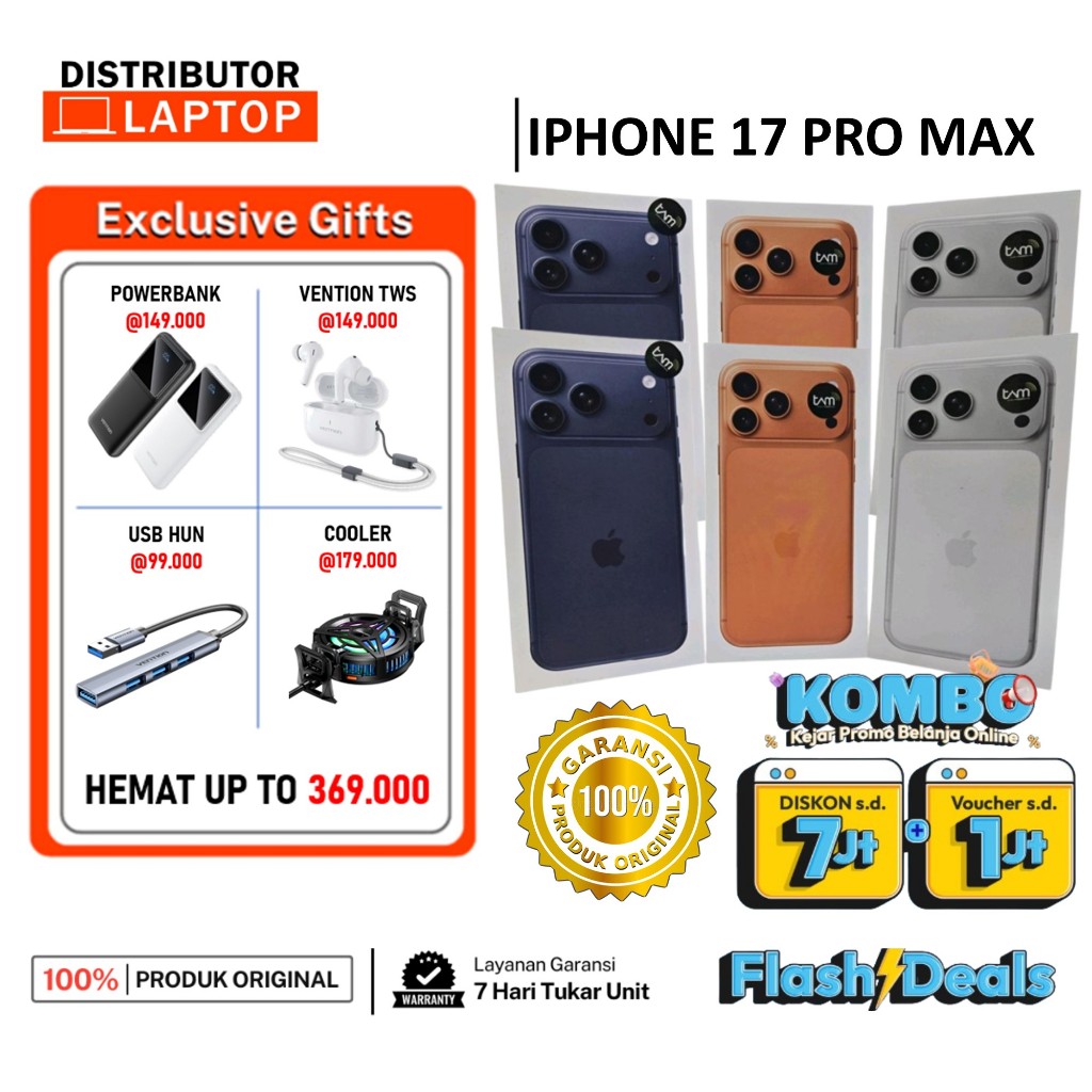 APPLE IPHONE 17 PRO MAX X IPHONE 16 15 14 13 1TB 512GB 256GB 128GB GARANSI RESMI