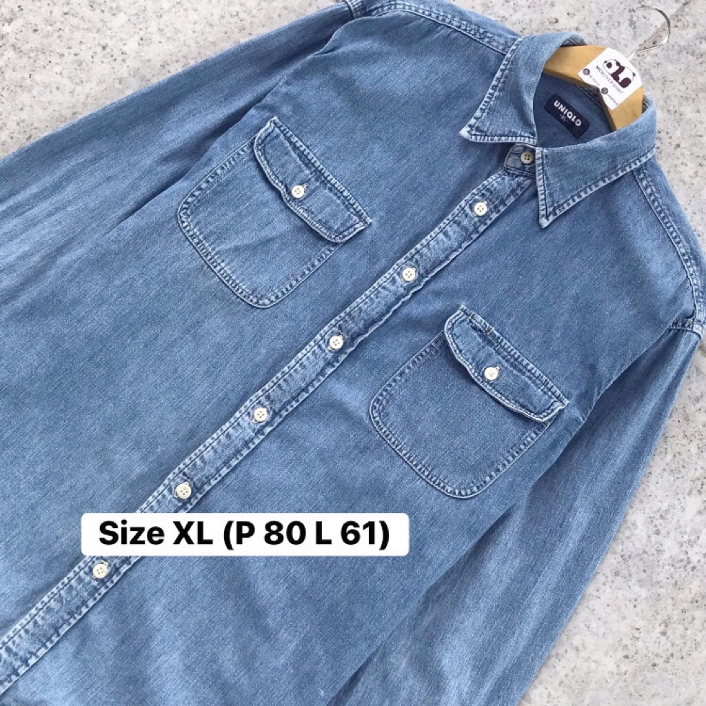 Kemeja Work Shirt Denim Uniqlo