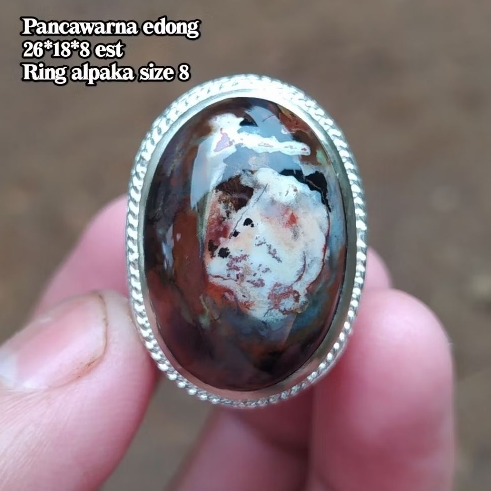 (BISA COD) Cincin Batu Akik Pancawarna Garut Edong Asli Kualitas Super