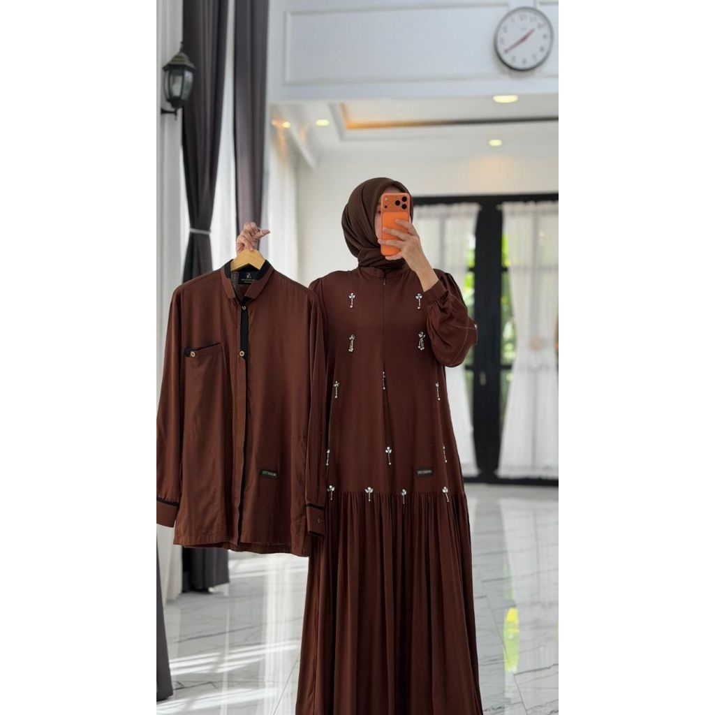 ANJANI STORE SET COUPLE GAMIS KOKO TWILL MAHOGANY REMPEL BLINK