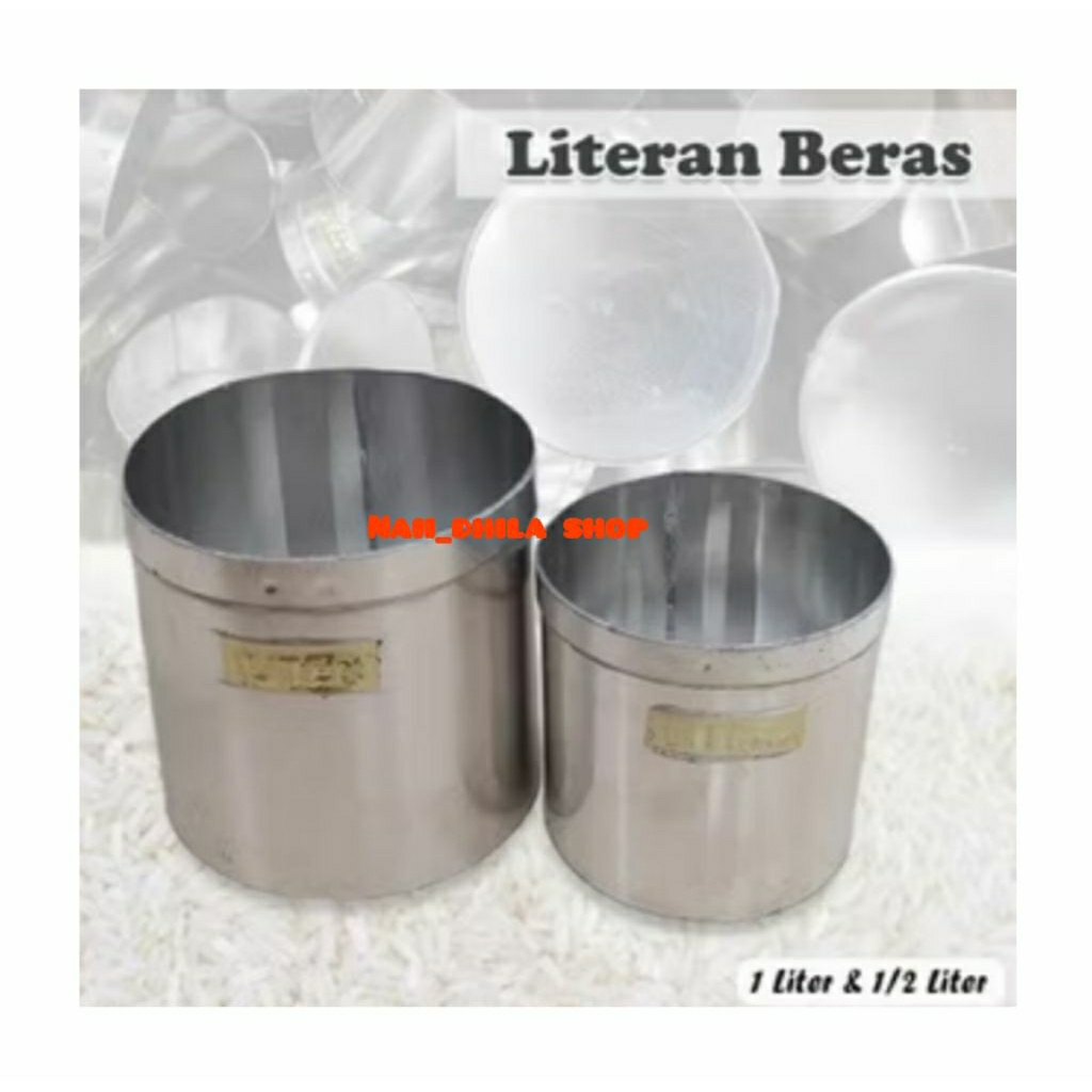Literan Beras Takaran Beras 1 Liter & 0,5 Liter Stainless Steel