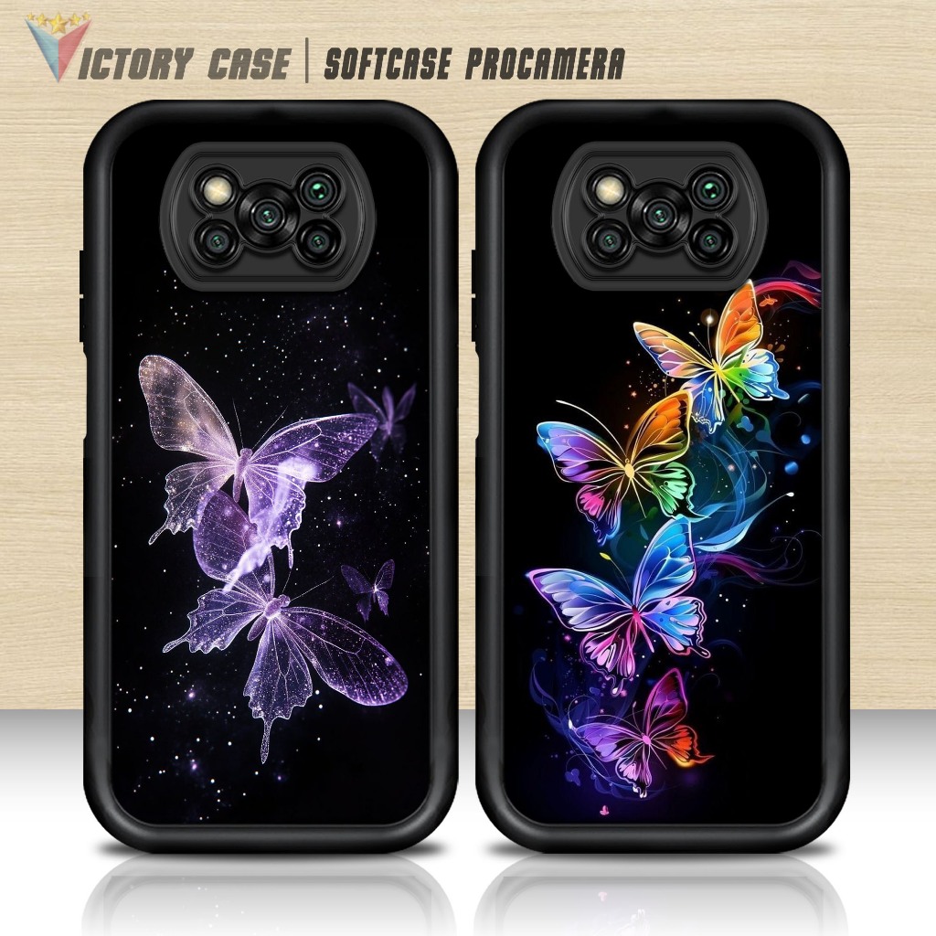 Case POCO X3/PRO/NFC Motif ( BUTTERFLY 3) Cover Handphone Softcase Glossy Anti Jamur