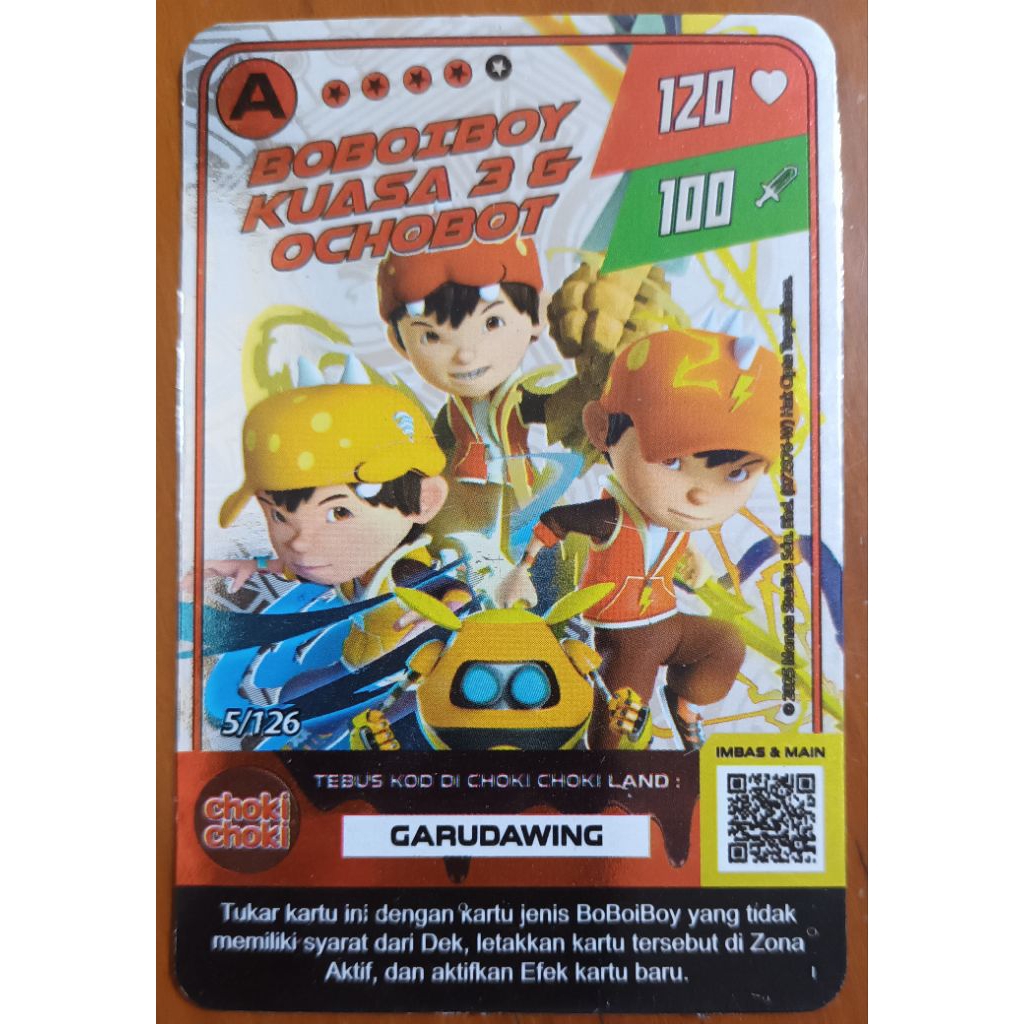 Monsta Galaxy Card Boboiboy Choki Choki Boboiboy Kuasa 3 & Ochobot Tier A Foil