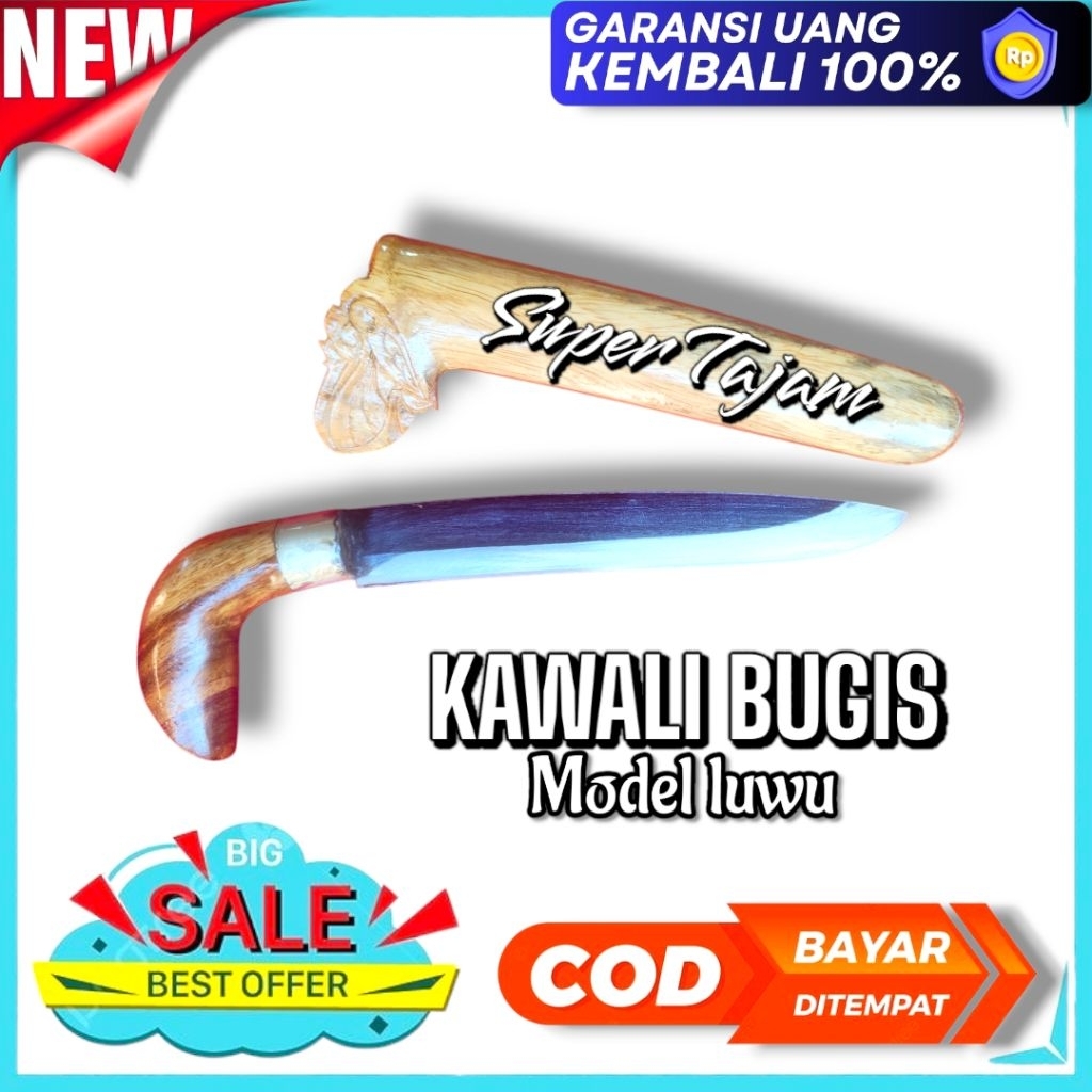 KAWALI BUGIS BADIK TRADISIONAL MODEL LUWU KUALITAS PREMIUM HASIL TEMPA