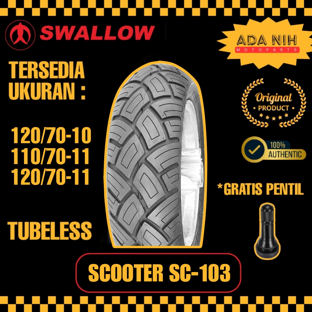 BAN SWALLOW SC-103 BAN VESPA TUBELESS RING 10 & 11 UKURAN 120/70-10 | 110/70-11 | 120/70-11 BAN VESP