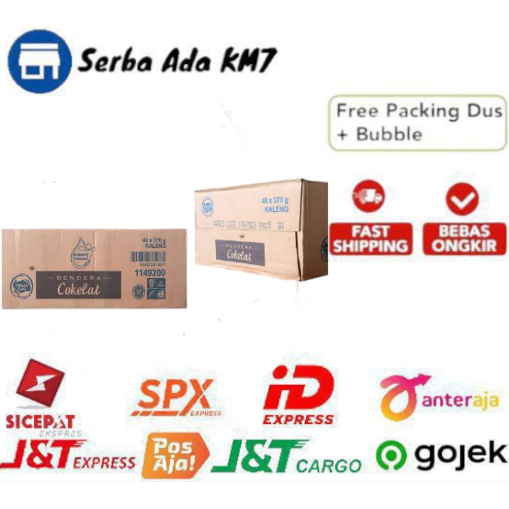 SUSU BENDERA/FRISIAN FLAG RASA COKLAT 370 GRAM 1 DUS ISI 48 KALENG