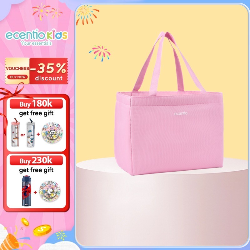 Ecentio Lunch Bag Waterproof Tas Bekal Besar/ecentio lunch box/lunch tas Tas Bekal Makanan Merah Mud