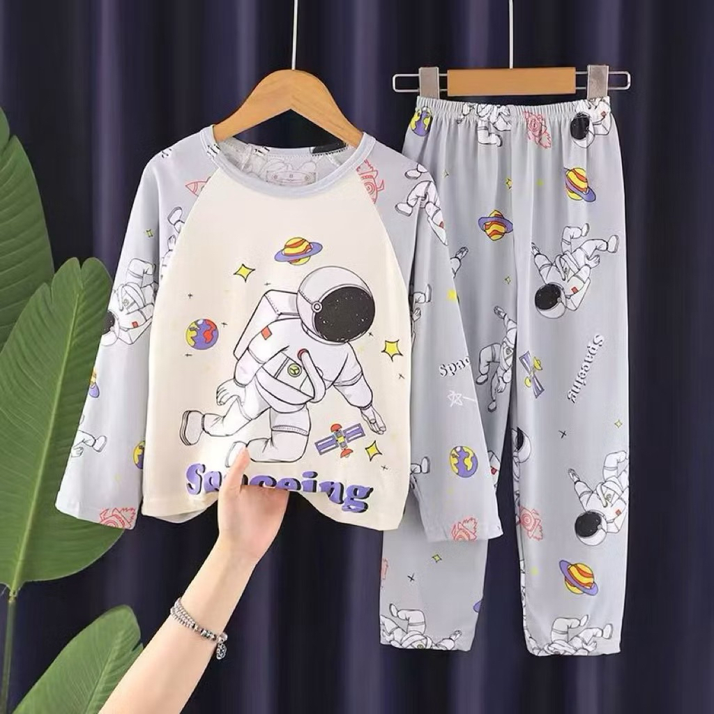 Baju Anak Import  Astronot Abu  / Setelan Anak Import / Kaos Anak /Baju Anak cewek dan cowok