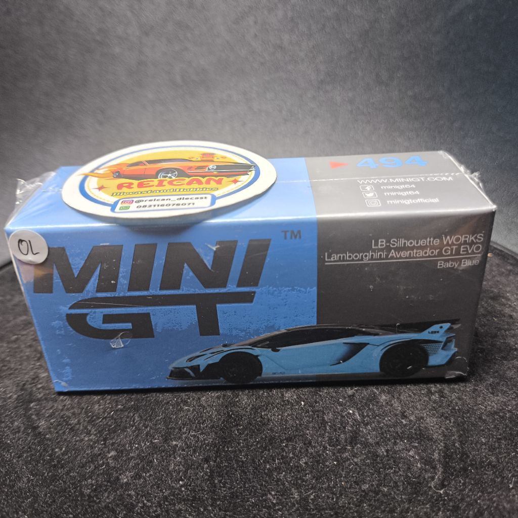 MINI GT - LB-SILHOUETTE WORKS LAMBORGHINI AVENTADOR GT EVO | BABY BLUE | MINI SCALE