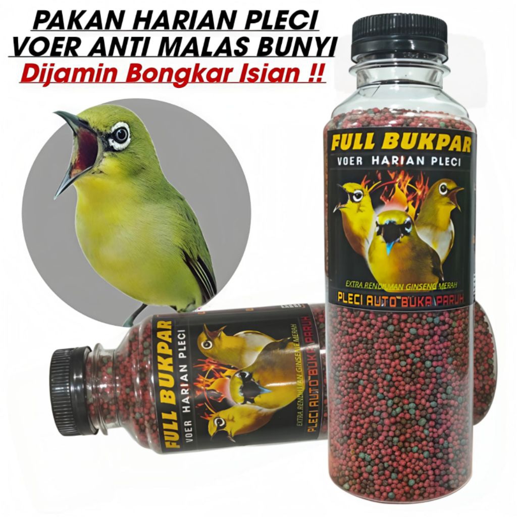 PAKAN PENGGACOR PLECI VOER FULL BUKPAR 250 ML dijamin auto gacor buka paruh pakan burung pleci tlede