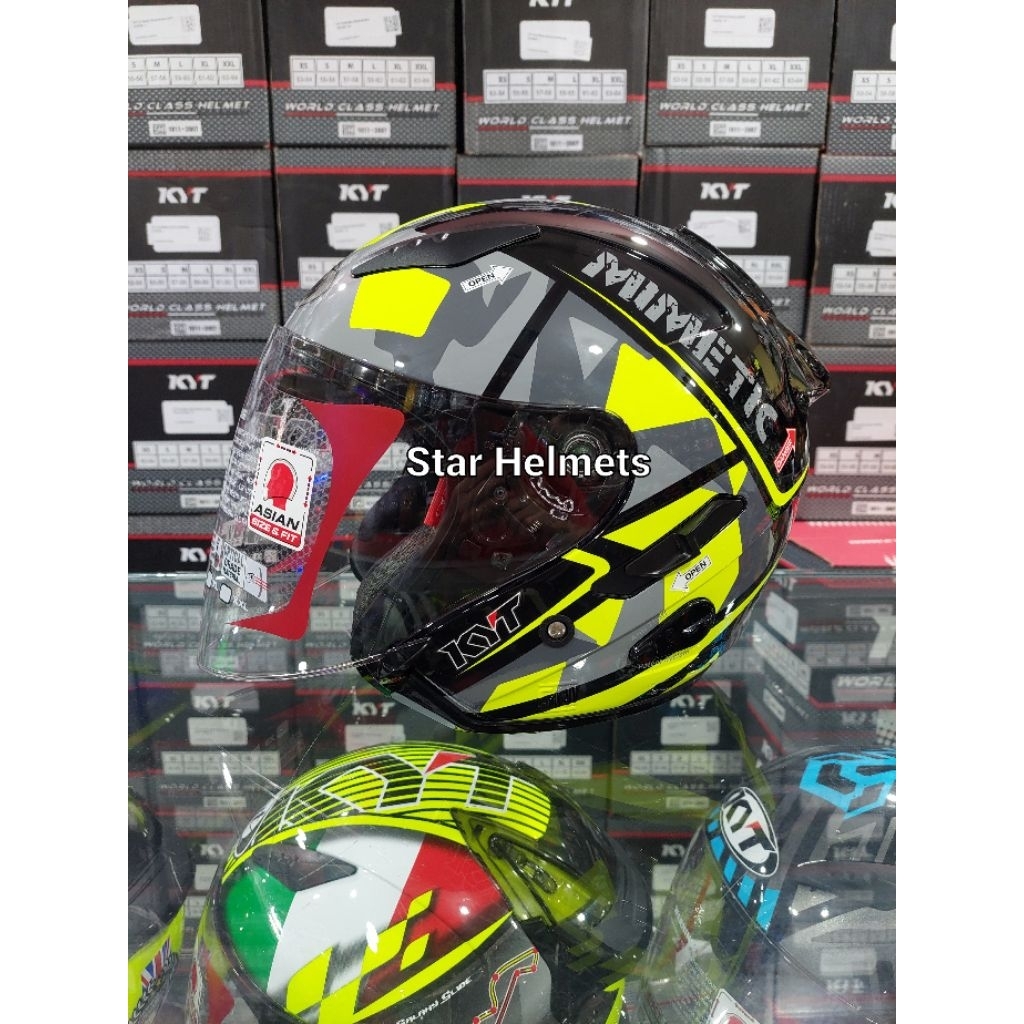 Helm KYT Galaxy Flat R Motif #4 Black Yellow Fluo