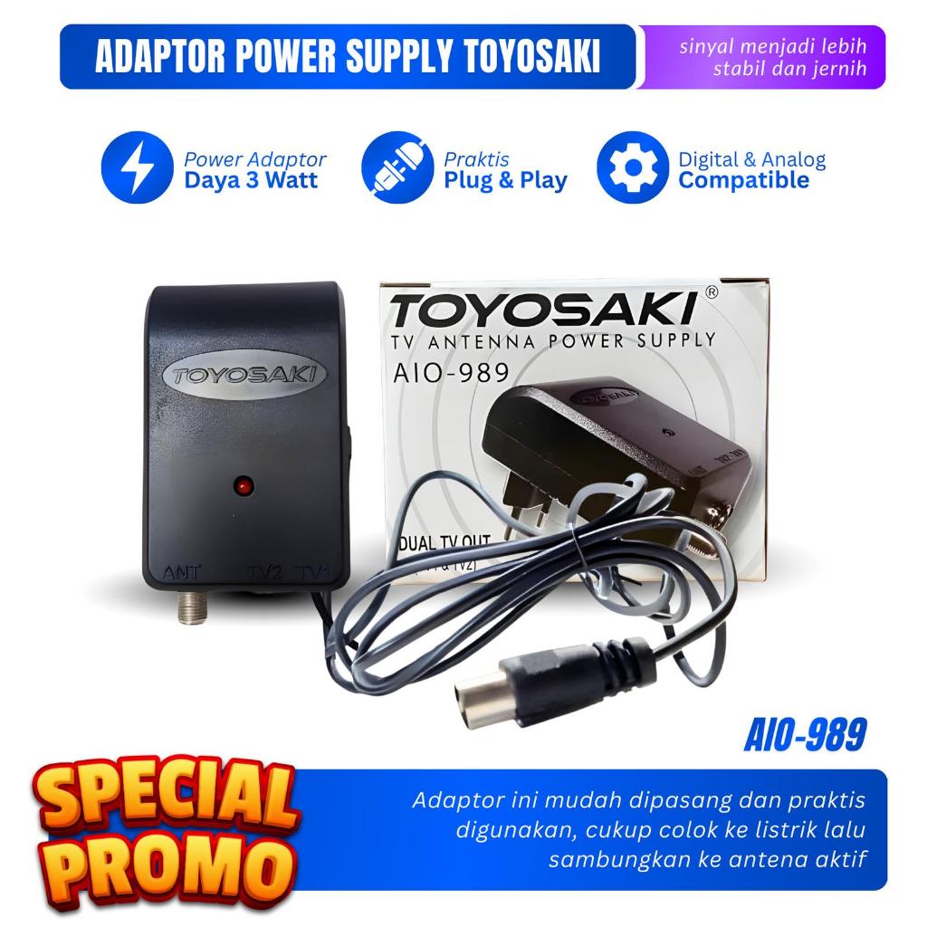 Adaptor Antena TV Power Supply Toyosaki AIO-989 Boster TV Original 3 Watt 75 Ohm AC220V/50Hz - UNIVE