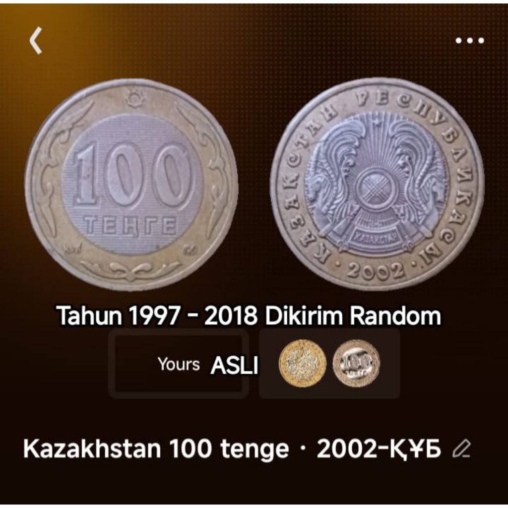 Koin Kazakhstan 100 Tenge Bimetal koleksi logam coin lama Kuno Jadul Antik Langka Asing Luar Negeri 