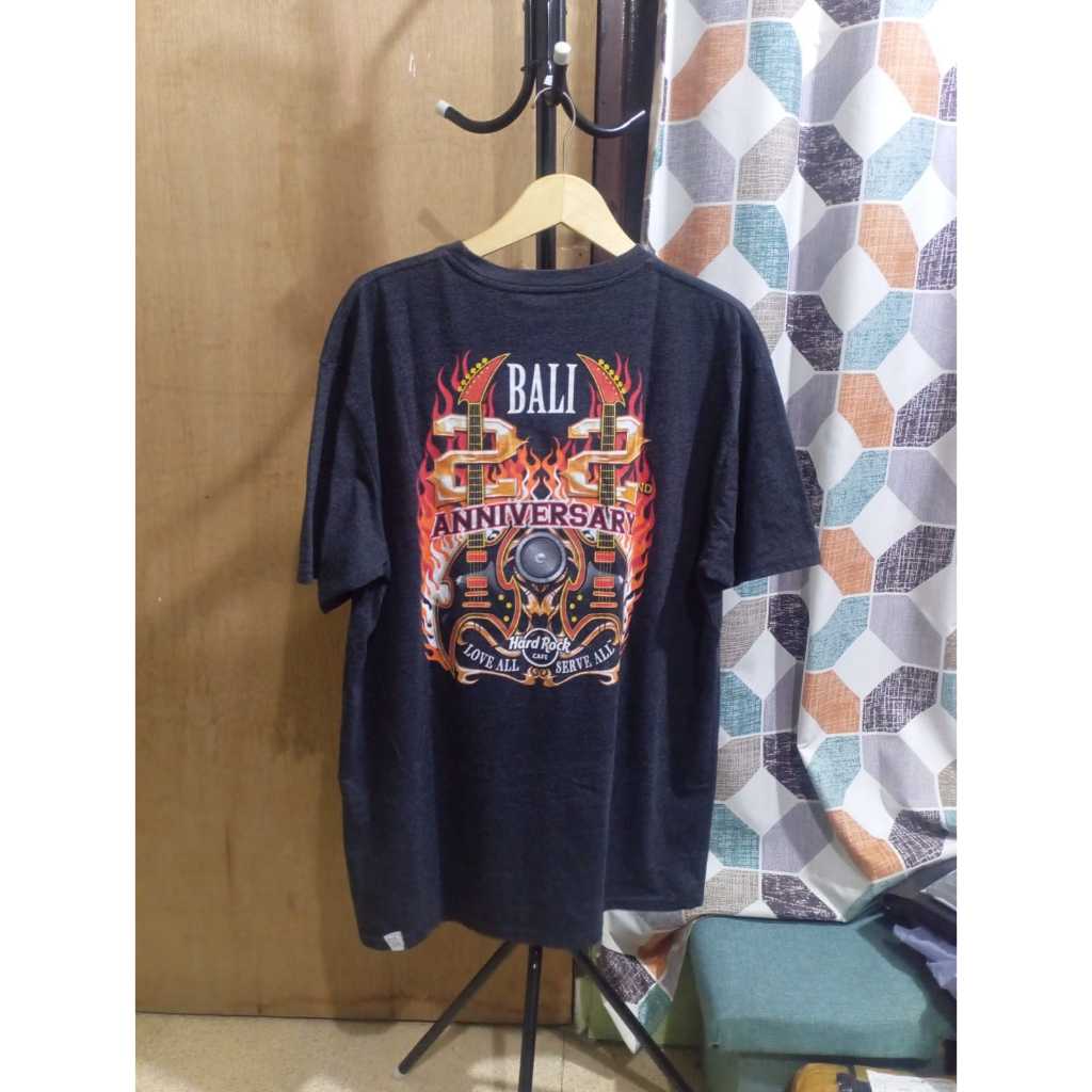 '22 Anv HardRock-Kaos Katun Official HardRock Bali Unisex Warna Abu Gelap