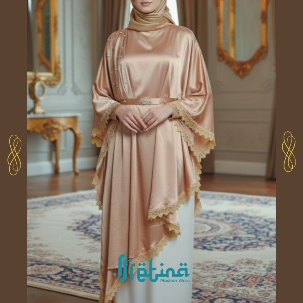 Retina - Balqis Kaftan Gold - Armani Silk Premium – Baju Pesta Wanita Mewah - Dress Muslim Silk Eleg