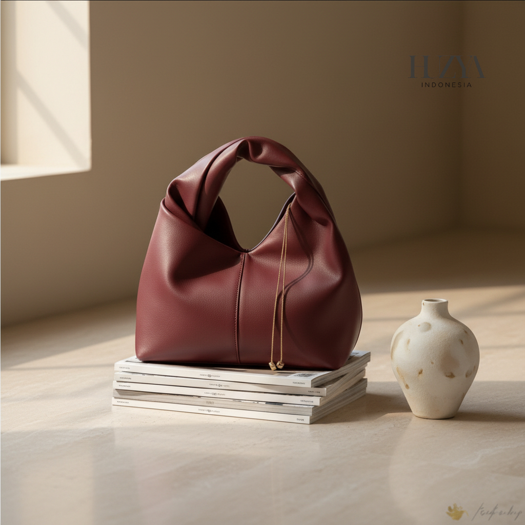 YOORA BAG Maroon – Korean Chic Mini Bucket Bag by Huzya