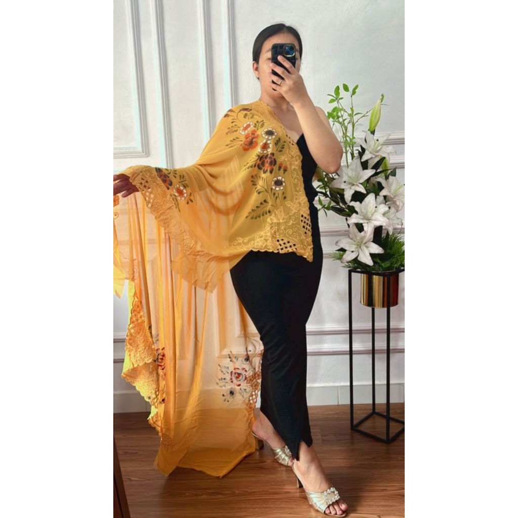 KAIN / BAHAN KEBAYA ENCIM BORDIR LUKIS PREMIUM