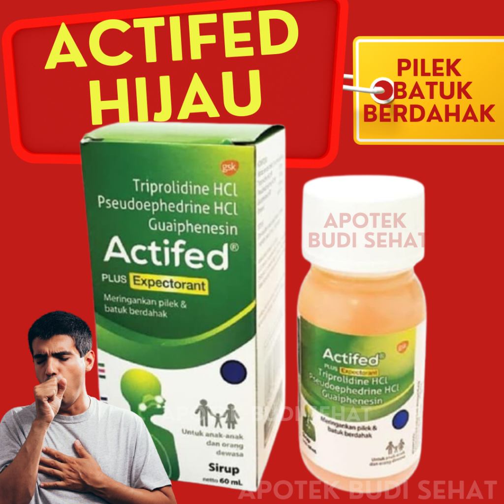 Actifed Hijau Plus Expectorant Sirup 60 ml Actifed Pilek Actifed Batuk Berdahak Obat Pilek Obat Batu