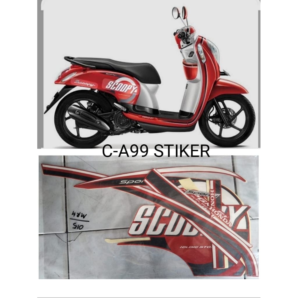 striping original Scoopy 2015 hitam merah putih fulset body