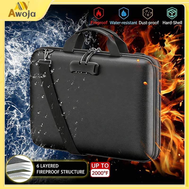 [Upgraded]Tas Penyimpan Dokumen Tahan Api dan Tahan Air dengan Kunci, Kotak Dokumen Tahan Api dengan