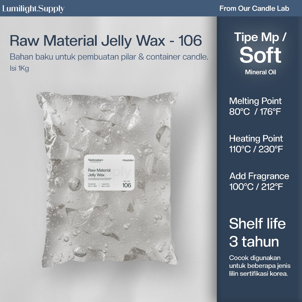[500G] Jelly Wax 106 - Bahan Pembuat Scented Candle Lilin Aromaterapi by Madenature