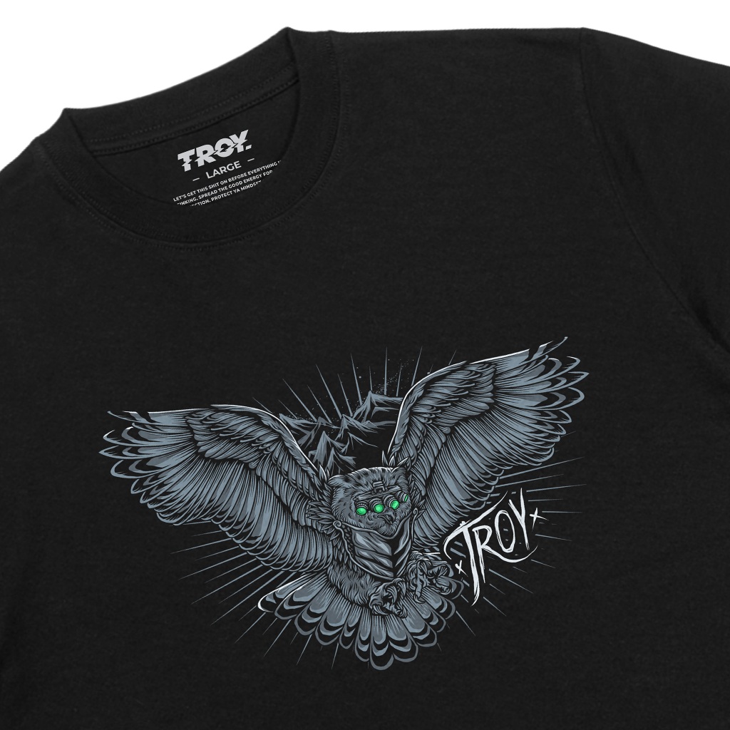 Troy Company Tshirt Black Owl Lamp - Kaos Lengan Pendek Kaos Hitam MTD 3530