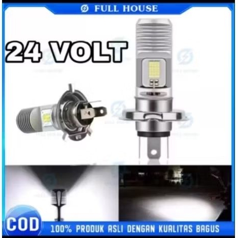 Lampu LED Utama Depan 24 Volt H4 Laser Gun G12A 12 Mata Titik High Low Putih D3 Truk Bus Fuso Canter