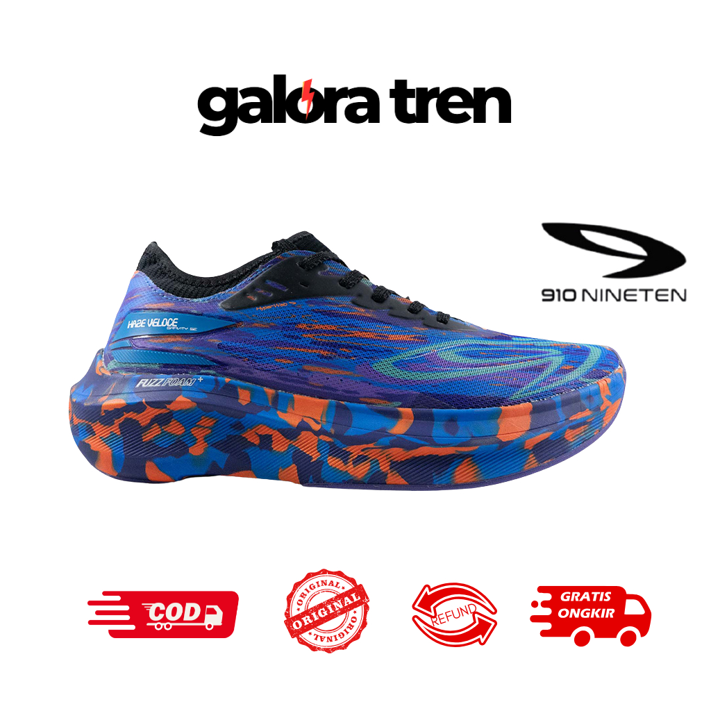 910 Nineten HAZE VELOCE GRAVITY Sepatu Lari / BIRU ORANGE NAVY / Haze Veloce Gravity Biru 910