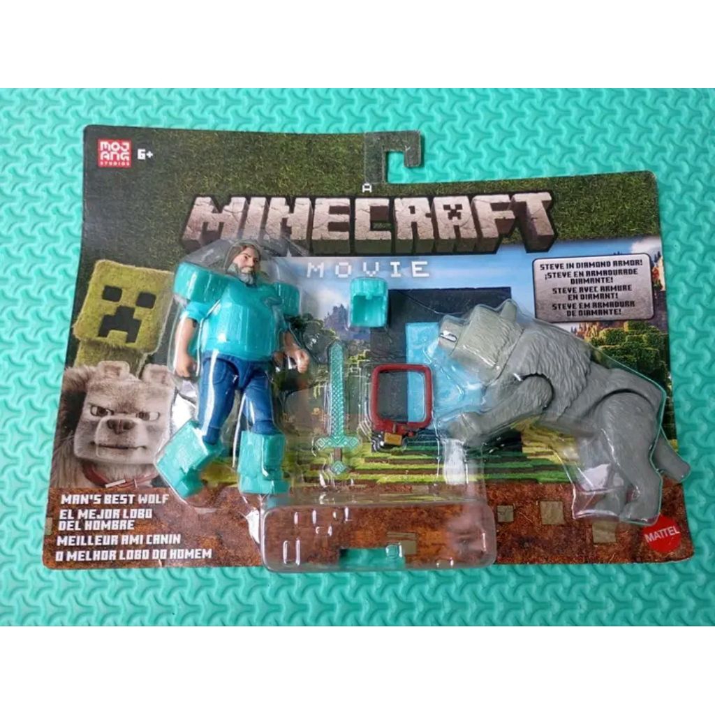 Minecraft Movie Man's Best Wolf Steve in Diamond Armor