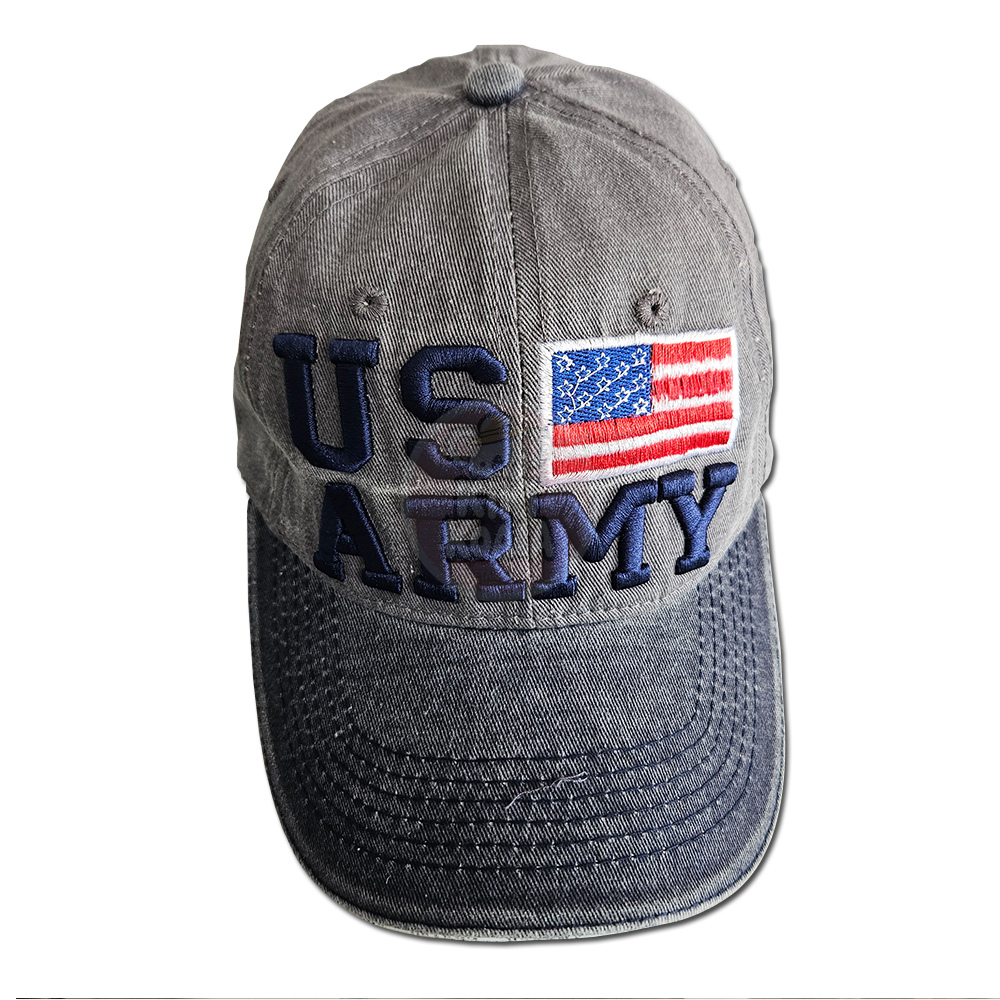 Topi US Army Bordir Bendera Amerika Vintage Washed Cap