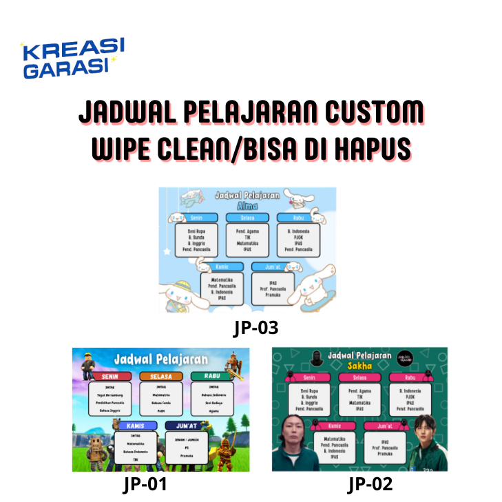 Kreasi Garasi - Jadwal Pelajaran Custom - Poster Jadwal Pelajaran Aesthetic - Poster Jadwal Pelajara