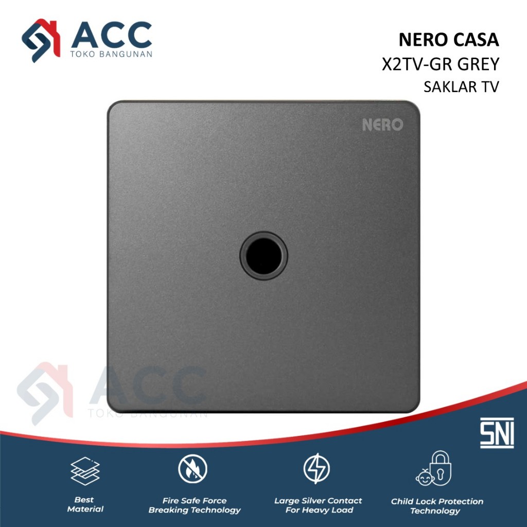 NERO CASA X2TV-GR Grey NERO 1 Gang Saklar TV Outlet