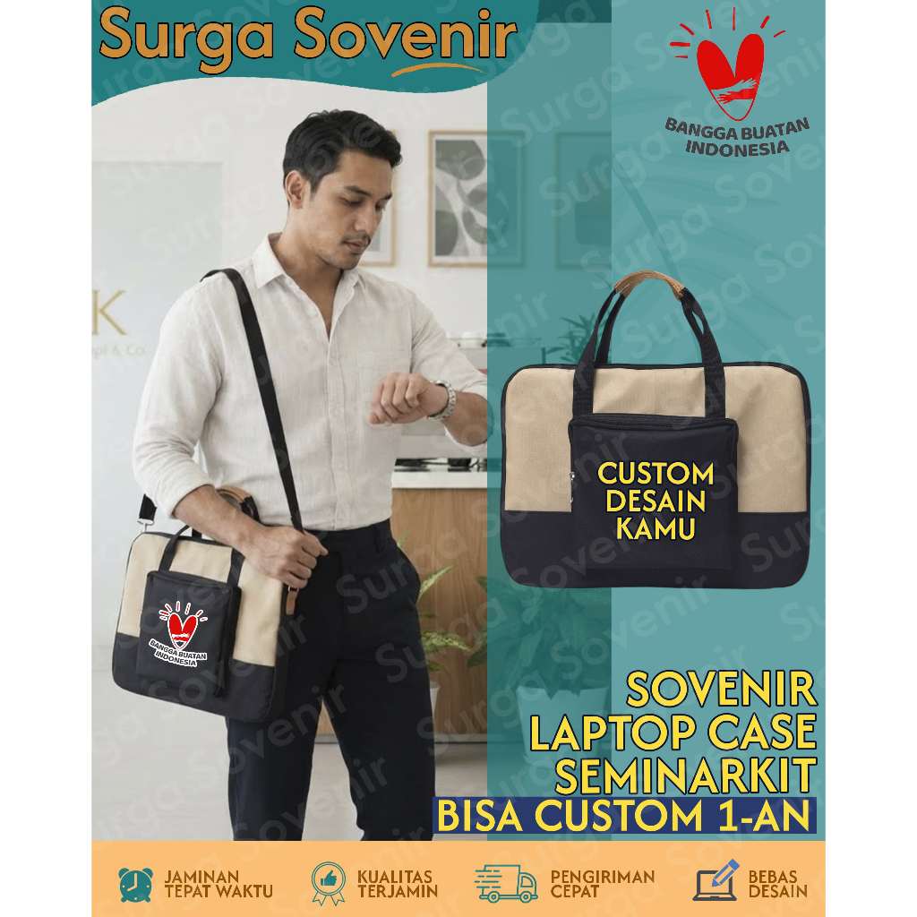 Sablon Tas Laptop Sovenir - Tas Laptop Seminar - Custom Tas Laptop - Tas Laptop Selempang