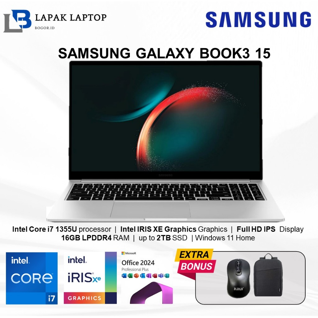 Laptop Samsung Galaxy Book3 15 Intel Core i7 1355U Ram 16GB DDR5 2TB SSD FHD IPS Windows11