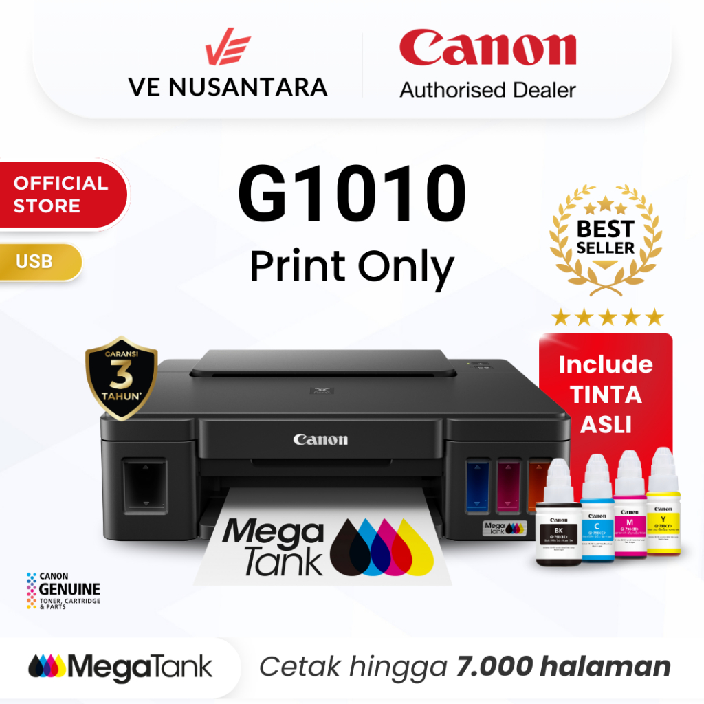 Printer Canon G1010 – Ink Tank Print Only Cetak 7000 Lembar – Garansi 3 Tahun – Roller Super Kuat