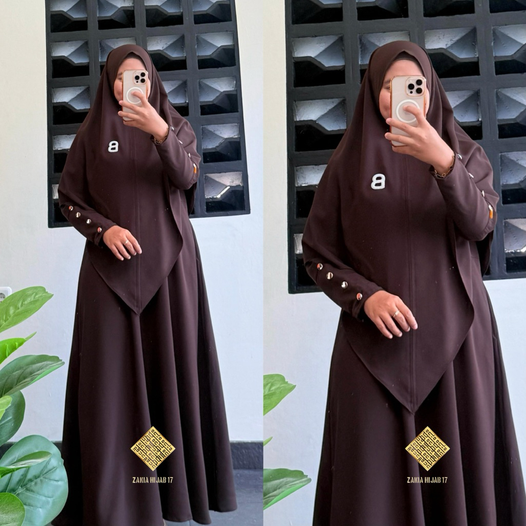 Terbaru Abaya Gamis Zakiah Set Syar'i Anti UV Model Elegan Polos Baju Pengajian Seragaman