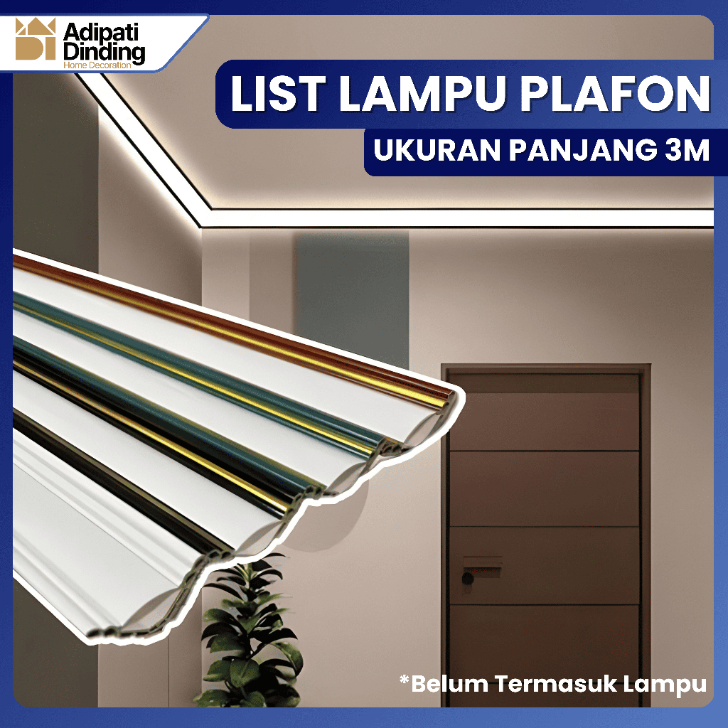 Adipatidinding - List Lampu Plafon PVC List Gold | List Lampu LED Sudut Plafon PVC | List Sudut Plaf