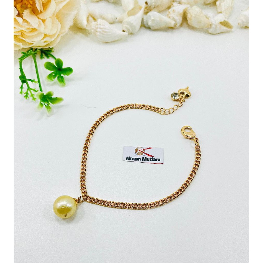 Gelang rhodium mutiara air Laut asli lombok/mutiara asli lombok
